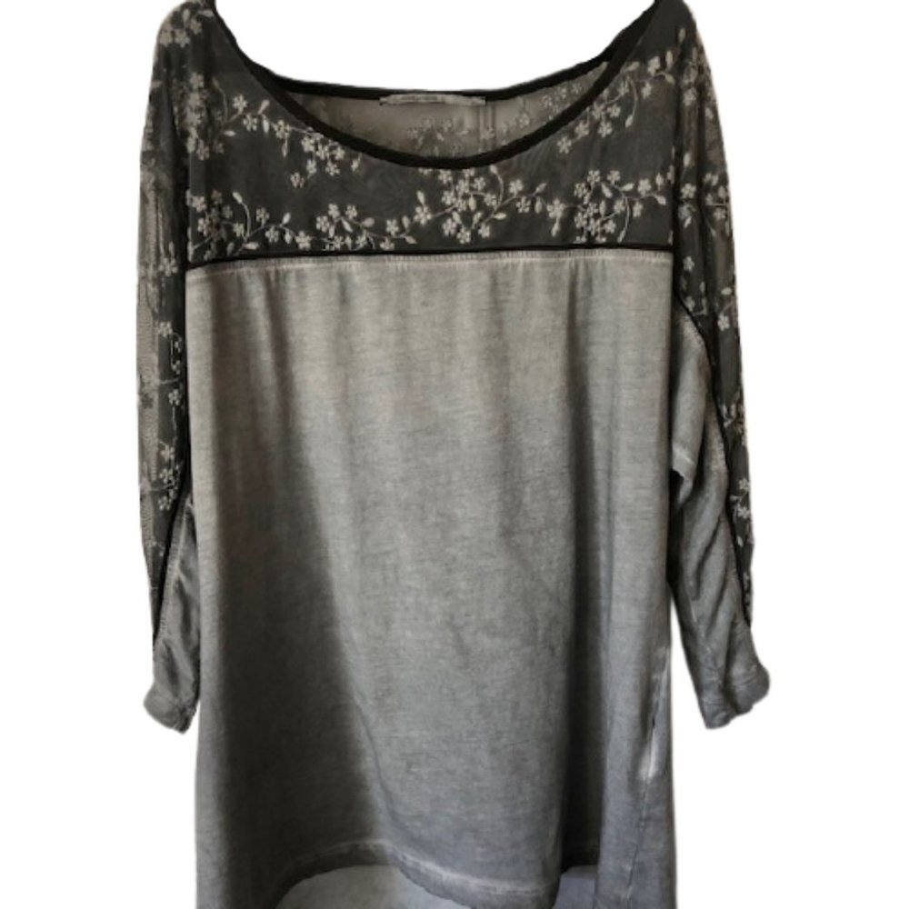 Angelsneverdie (Angels Never Die) Embroidered Tunic Tee - Gray - 2/L